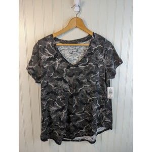 Torrid Size 00 Halloween Bats Gray Black T Shirt Medium large